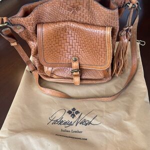 Patricia Nash Brown Woven Leather Crossbody Bag